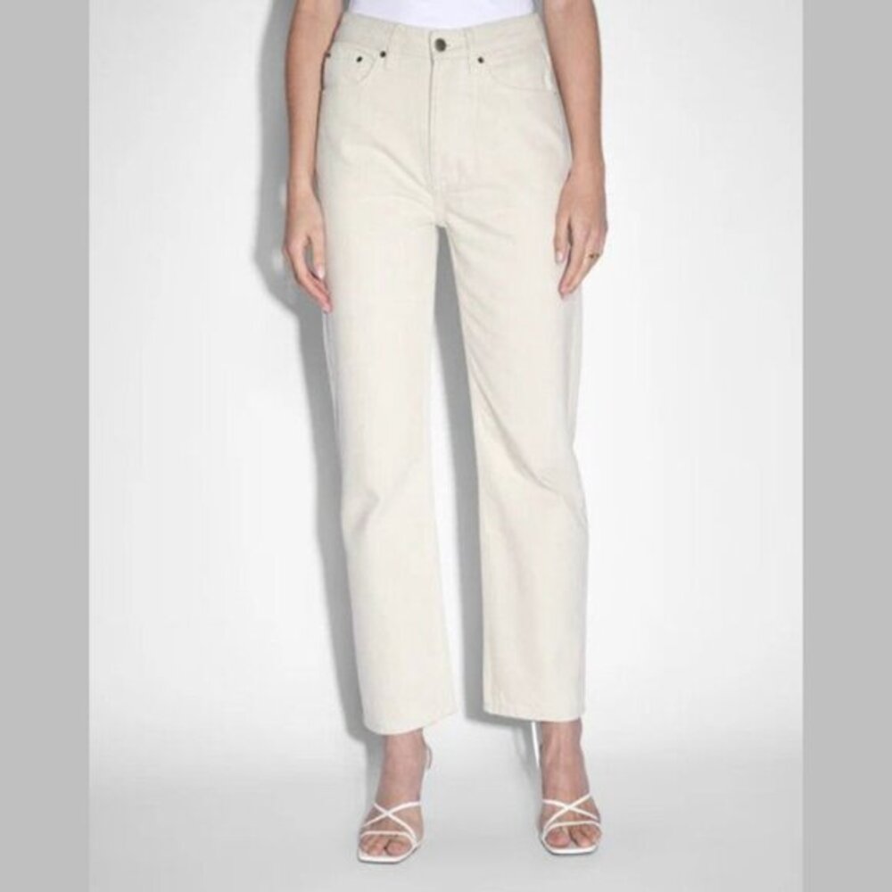 NEW Ksubi Womens Size 28 High Rise Slim Straight Leg Ankle Crop Jeans Ivory